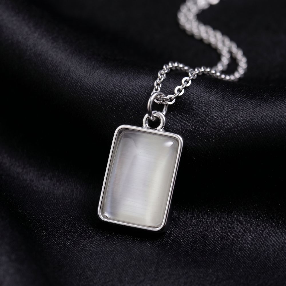 Moonlit Rectangle Pendant Necklace