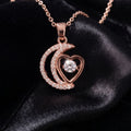 Rose Gold Moon & Heart Pendant Necklace