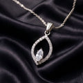 Silver Marquise Teardrop Pendant Necklace
