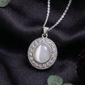 Moonstone Halo Pendant Necklace