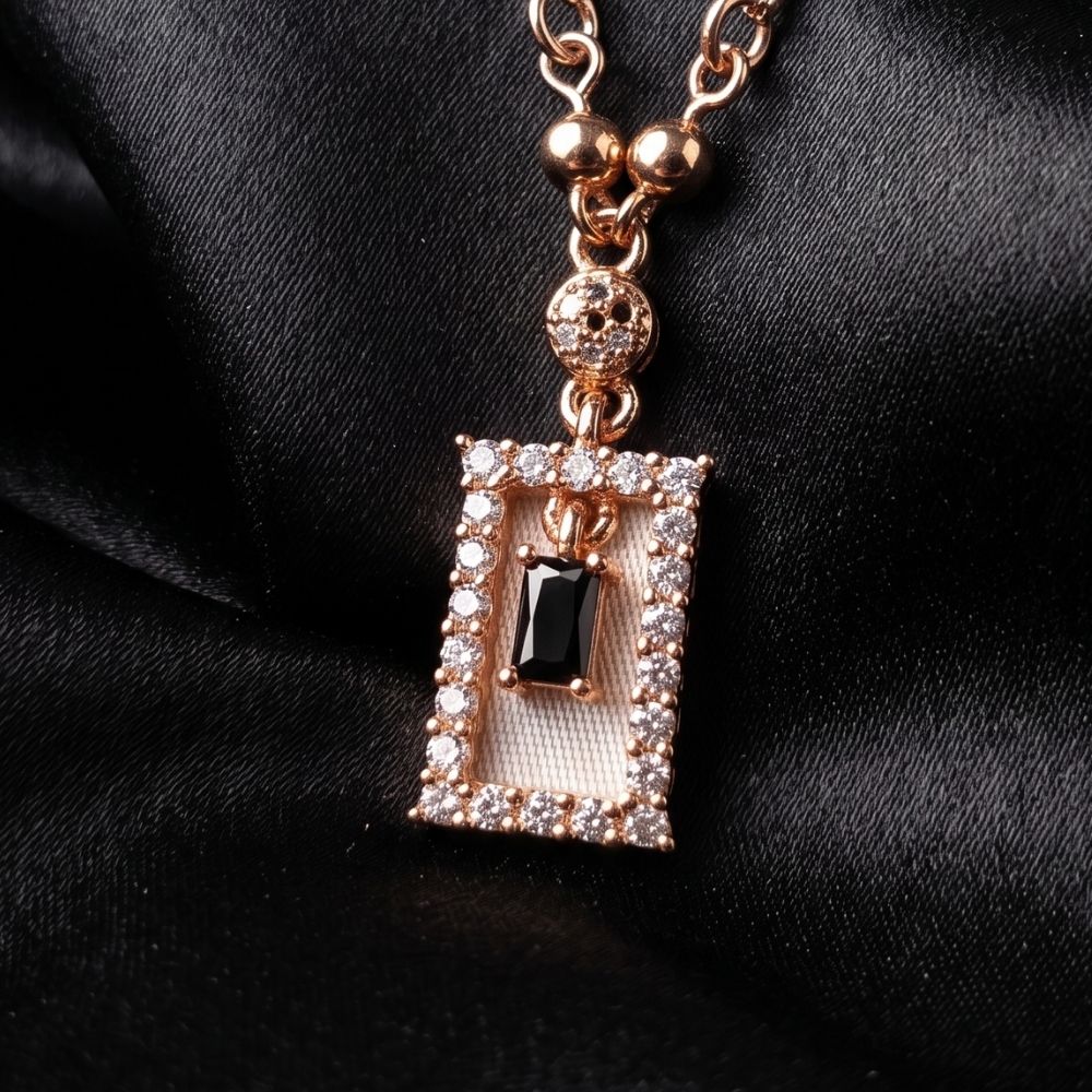 Rose Gold Onyx Frame Pendant Necklace