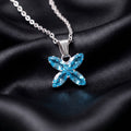Aqua Crystal Clover Pendant Necklace