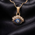 Crowned Evil Eye Pendant Necklace