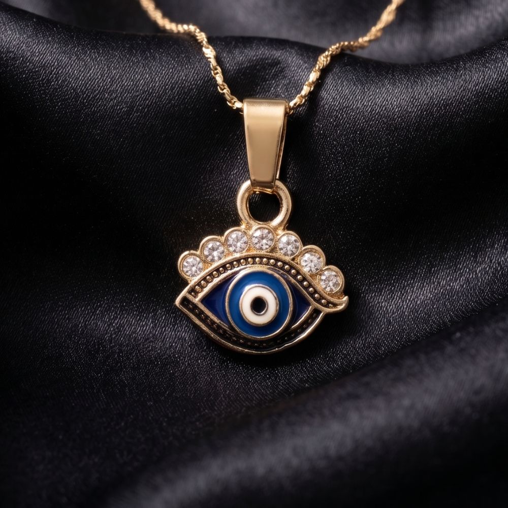 Crowned Evil Eye Pendant Necklace