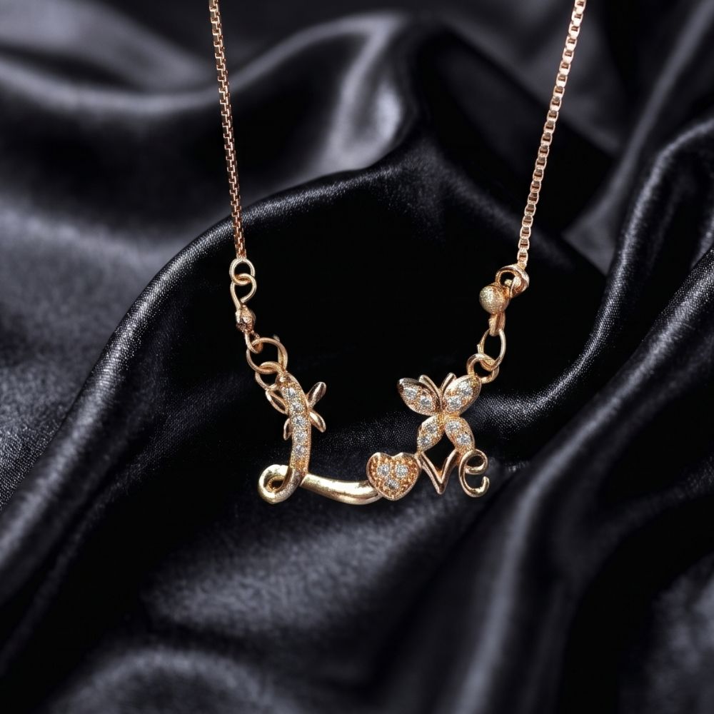 Rose Gold Love Script Pendant Necklace