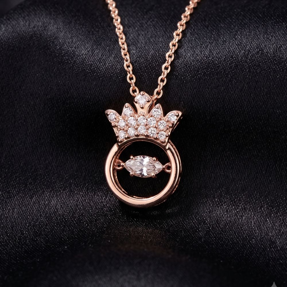 Rose Gold Crown Pendant Necklace