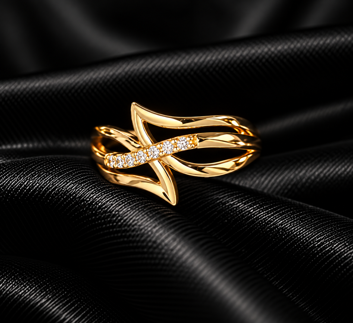 Crossed Wave Statement Ring