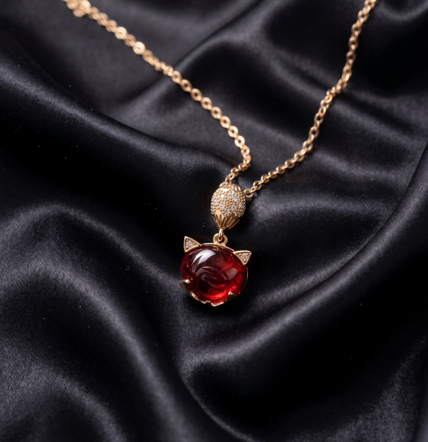 Red Cat Gold Platted Pendent