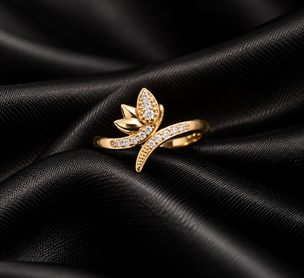 Golden Leaf Bypass Ring