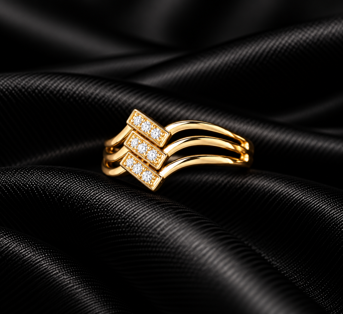 Triple Wave Bar Ring